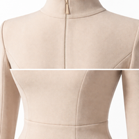 Großhandel Maßgeschneiderte Vorderlogo Mock Neck Strickkleider 100% Baumwolle Bürodamen Karriere-Kleider OEM-Lieferant Direkter Hersteller