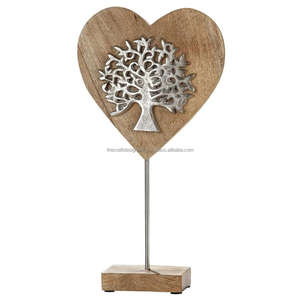 Pilier de coeur en bois et arbre de vie coulé Modèle de pièce maîtresse de Noël Vaisselle Accent Sculpture Gifting Festival Showpiece Item - Product Image 1