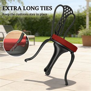 Set di 4 Cuscini Circolari per Sedie da Esterno Rosso Vino, Cuscini per Sedie da Terrazza (Solo Cuscini) - Product Image 3