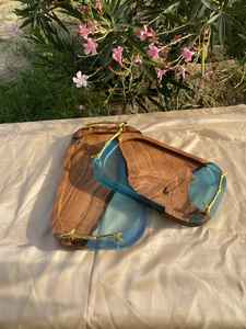 Bandeja de Arte Personalizada de Resina y Madera con Temática de Playa Oceánica, Bandeja de Servicio Hecha a Mano con Resina Epoxi y Madera, Regalo de Inauguración de Casa, Decoración Personalizada - Product Image 6