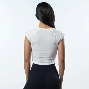 Women's White Crew Neck Short Sleeve Knit <b>Top</b> Soft Breathable Quick Dry Casual All Seasons Spandex Polyester Pullover - Product Image 2
