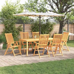 Set da Pranzo da Giardino Pieghevole in Legno di Acacia a 7 Pezzi, Arredamento da Esterno per 6 Persone, Stile Tradizionale - Product Image 1
