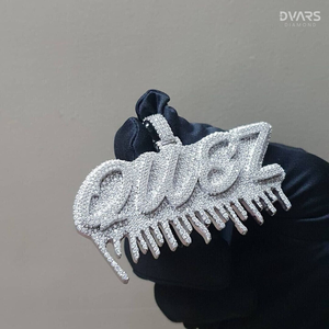 Colgante de Letra Personalizado con Incrustaciones de Moissanita en Plata de Ley 925, Estilo HipHop, con Efecto de Goteo, Colgante de Letra Inicial - Product Image 5