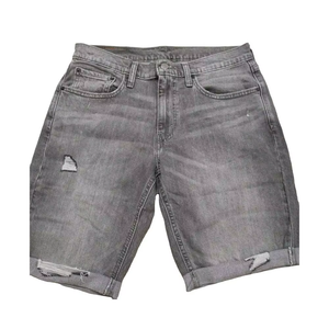 Men’s Grey Distressed Denim Shorts Rolled Hem Loose Fit Knee Length Baggy Jean Shorts Casual Streetwear Summer Fashion - Product Image 1