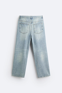Jean baggy en denim délavé ultra large pour homme, bleu clair, coupe droite, en coton lavé, streetwear épais, grandes tailles - Product Image 5