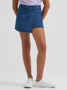 Falda Corta de Mezclilla para Niñas, Azul Clásico, Dobladillo Asimétrico, Estilo Casual, Combina con Zapatillas Blancas - Product Image 2