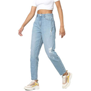 Wholesale New Arrival <b>Women</b> Skinny Fit High Waist Vintage Winter Denim Jeans Breathable Casual Washed 100% Cotton - Product Image 3