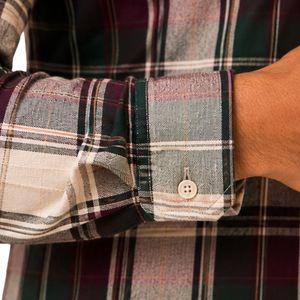 Chemise à carreaux vert bordeaux beige pour homme, manches longues, décontractée, boutonnée, en coton, personnalisable, vente en gros, vêtements de mode - Product Image 5