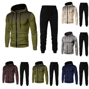 Ensemble de survêtements sportifs décontractés brodés 2 pièces pour hommes, à manches longues et fermeture éclair intégrale, tenues de sport actives pour la saison hivernale - Product Image 6