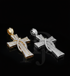 Collier pendentif croix religieuse Hip Hop Bling 10K 14K pour hommes, serti de diamants, en argent et or, avec pendentifs Moissanite, pour la vente à l'exportation - Product Image 2