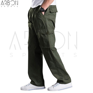 Pantalon cargo en coton léger, tendance, personnalisé, de bonne qualité, pour homme, avec taille élastique et plusieurs poches de rangement. - Product Image 2