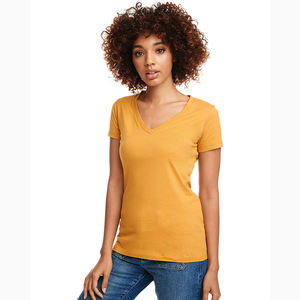 Camisetas Casuales de Manga Corta con Cuello en V para Mujer, Camisetas de Algodón con Logotipo Personalizado al por Mayor, Camisetas Lisas Teñidas - Product Image 1