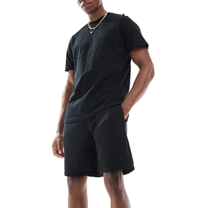 Ensemble T-shirt et short de sport respirant pour homme, 100 % coton, coupe oversize, avec logo personnalisé – Idéal pour la gym, le jogging et le streetwear estival - Product Image 3