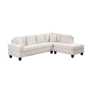 Divano Sezionale Reclinabile in Legno Color Crema Stile Moderno per Soggiorno - Product Image 5