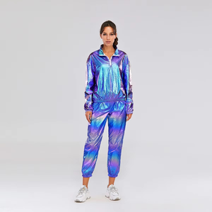 Conjunto Deportivo Y2K para Mujer, Degradado, Manga Larga, Media Cremallera, Ligero, Poliéster, Pantalones hasta el Tobillo, Bolsillos Laterales, Corte Holgado, Ropa de Primavera - Product Image 5