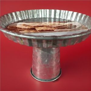 Vintage Farmhouse Zinc Metal <b>Cake</b> Stand Raised Dessert Plate Holder Heavy Duty Centerpiece Display <b>Tier</b> for Hotel Hospitality - Product Image 5
