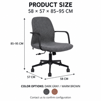 Chaise de bureau ergonomique moderne en tissu de lin avec cadre en PP, hauteur réglable, pivotante, pour la maison, le bureau, l'école, l'hôtel, l'hôpital