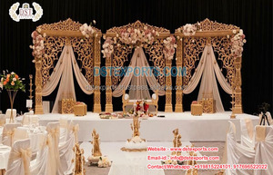 Fijian-decoración de boda con tema abierto, decoración de boda con Rani Mandap dorado, para escenario - Product Image 2