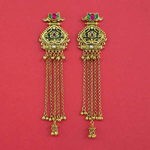 Pendientes de araña étnicos chapados en oro con piedras de circonita y diseño floral para mujer, joyería de boda - Product Image 4