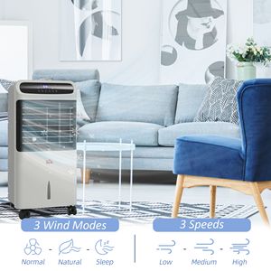 Ventilatore Raffreddatore d'Aria Evaporativo 3-in-1 Portatile con Oscillazione, Funzione Ghiaccio e Telecomando, Timer Integrato per Casa, Ufficio o Camera da Letto, Colore Grigio - Product Image 5