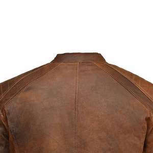 Nueva Chaqueta de Cuero Tejido para Hombre, a la Moda, con Cuello Alto, Logotipo Frontal, Cuero Genuino, Resistente al Viento, Transpirable, con Capucha - Product Image 4