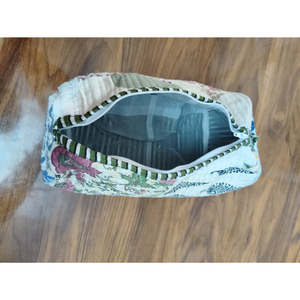 Pochette cosmétique en coton fleuri, taille moyenne, fermeture éclair, style vintage, multifonction, cadeau pour elle - Product Image 1