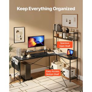 Bureau de jeu en forme de L réversible de 67 pouces avec fonction de massage, table PC moderne avec support pour écran - Product Image 3