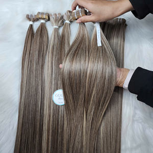 Extensiones de Cabello Vietnamita Gugu de Alta Calidad Premium, 100% Cabello Humano Virgen, Estilo Adhesivo, Mega Liso, con Mechas, de Alta Gama - Product Image 1