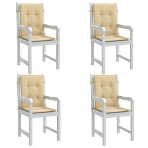 Ensemble de 4 coussins de chaise d'extérieur en polyester 100% beige mélangé, dossier bas, design élégant - Product Image 1