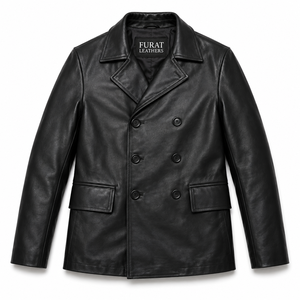 Blouson Bomber en Cuir Noir Personnalisé OEM, Imperméable, Hiver, Col Montant, Streetwear, Fermeture Éclair, Doublure Coton, 100% Homme - Product Image 1