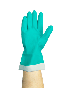 OFERTA DE LOTE EXCEDENTE [NF1513] Guantes de Nitrilo Verdes Sin Látex Forrados con Felpa, Fabricados en Malasia, Resistentes a Químicos, Aceite y Grasa - Product Image 4