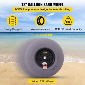 Ruote da spiaggia per carrelli 13 pollici, pneumatici di ricambio in TPU per carrelli da sabbia, kayak, canoe, buggy con pompa ad aria gratuita, 2 pezzi - Product Image 4