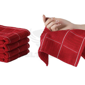 <b>Red</b> Cotton <b>Towel</b> Set Rectangular Woven Solid Color Pla in Home Use - Product Image 6