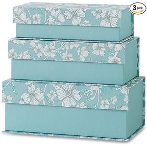 Set di 3 Scatole Decorative in Cartone con Coperchi, Organizzatori per Arredamento Casa, Documenti e Oggetti Preziosi - Product Image 1