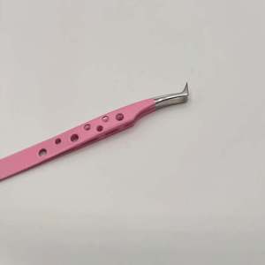 Pince à épiler pour extensions de cils volumineuses de type L, en acier inoxydable rose, pince à cils de beauté, logo personnalisé - Product Image 2