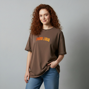 T-shirts pour femmes grande taille 100 % coton de haute qualité, personnalisables avec logo imprimé en relief, coupe ample et oversize, idéaux pour l'été – Vente en gros - Product Image 5
