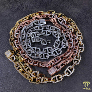 Chaîne cubaine en argent sterling 925 avec diamants Moissanite VVS pour hommes, style hip-hop bling, fermoir boîte, style denim, bijoux fins - Product Image 3