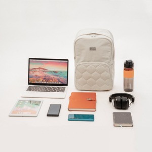 White Quilted Casual <b>Backpack</b> Lightweight <b>Backpack</b> Soft Bag Versatile Design <b>Backpack</b> - Product Image 6