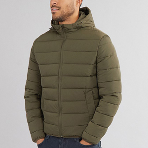 Veste matelassée à capuche pour homme, vert olive, fermeture éclair, coupe-vent, vêtement d'extérieur décontracté pour l'hiver, coupe régulière, rembourrage en polyester - Product Image 6