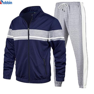Tenue tendance pour hommes, vêtements de sport pour hommes, nouveau pantalon droit à manches longues, ensemble de sport décontracté avec col vertical tissé - Product Image 1
