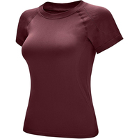 T-shirt de compression actif pour femme, coupe ajustée, respirant, séchage rapide, tissu extensible, vêtements de sport et fitness, vente en gros 2026