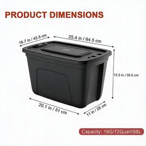 Contenitori di plastica impilabili neri da 18 galloni con coperchi, confezione da 4 - Product Image 5