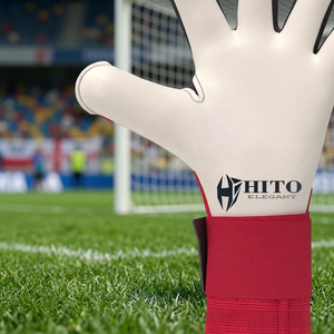 Custom Design Black and Red Breathaprene Soccer Full Finger Goalkeeper <b>Gloves</b> 4mm German Negative Cut Elastic Strap - Product Image 6
