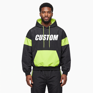 Sudadera con Capucha Oversize de Nylon Grueso para Hombre, de Dos Colores, Hombros Caídos, Manga Larga, Estilo Casual Urbano, Ropa Personalizada de Moda - Product Image 1