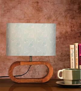 Modern Wood Table Lamp with Yellow Fabric Drum Shade Warm White Light for Bedroom <b>Decorative</b> <b>Lighting</b> - Product Image 3
