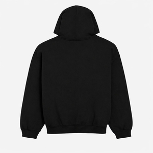 OEM ODM Men's <b>Plain</b> <b>Black</b> 100% Cotton Fleece Pullover <b>Hoodie</b> Long Sleeve Sweatshirt With Kangaroo Pocket Manufacture custom Logo - Product Image 5
