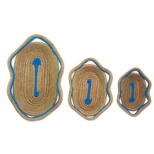 Juego de 3 cestas ovaladas de mimbre marino con bordes ondulados. Cesta de almacenamiento hecha a mano. Venta al por mayor. Ecológico. Hecho en Vietnam. - Product Image 4