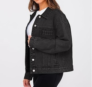 Veste en jean vintage noire délavée pour femme, style streetwear 2026, respirante, coupe-vent, doublure en coton, service OEM - Product Image 3