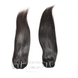 Extensions de cheveux indiens 100 % naturels, noirs, lisses, de temple, pas chers, cheveux Remy d'Inde, non traités, style 100g, double trame faite à la machine - Product Image 5