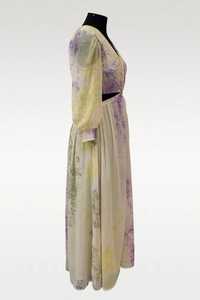 Vestido Maxi de Gasa con Estampado Floral, Cuello en V Profundo, Manga Abullonada, Estilo Bohemio, Cintura Imperio, Corte Holgado, Vestido de Fiesta para Primavera - Product Image 2